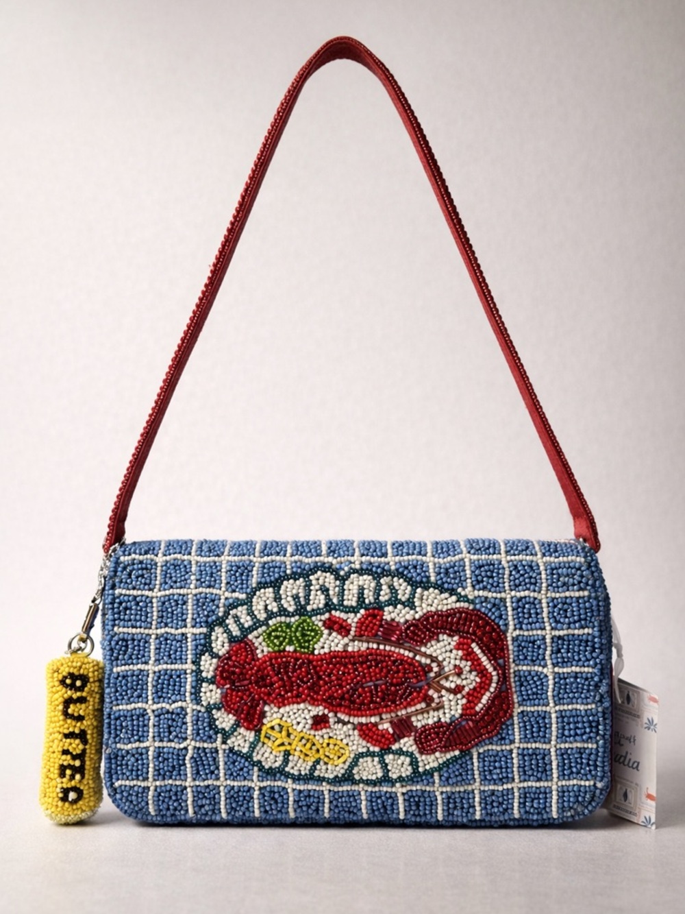 Butter Lobster Beaded Shoulder Bag